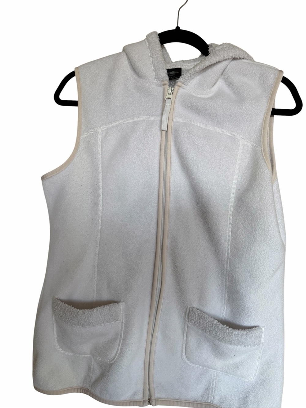 ALTA White Fleece Sherpa Hooded Zip Vest L/G Made in Canada